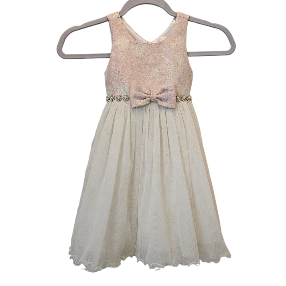 AMERICAN Princess Pink and Gold Foil Floral Tulle Ballgown Dress Girls 3T